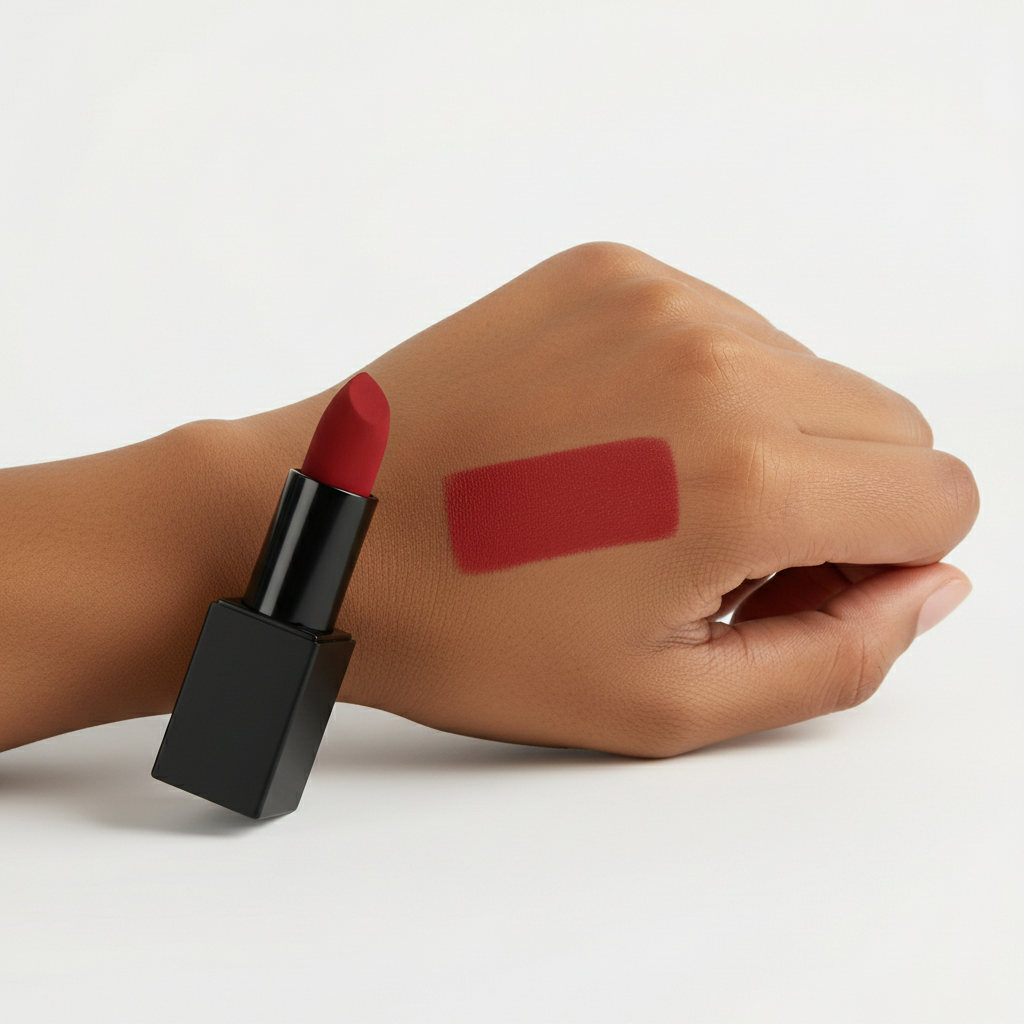 Nkechi Red swatch on medium skin